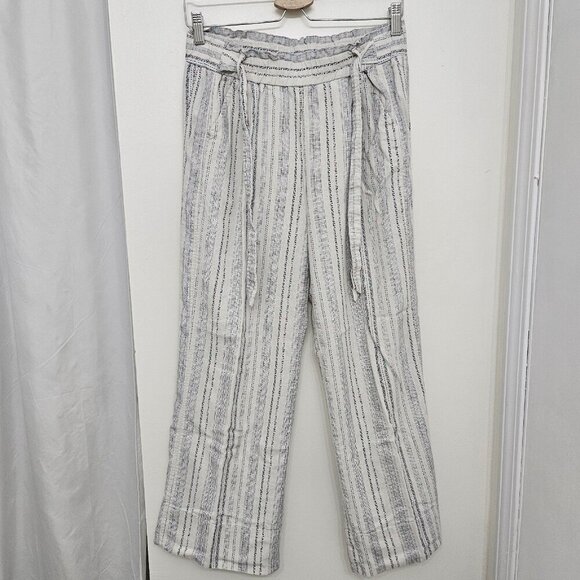Jolt Womens Linen Blend Wide Leg Pants Size Large Stripe High Rise Waist M - Picture 1 of 8